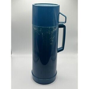 Vintage 1987  Aladdin 1 Pint Vacuum Teal Hot & Cold Thermos Tumbler Brazil Used